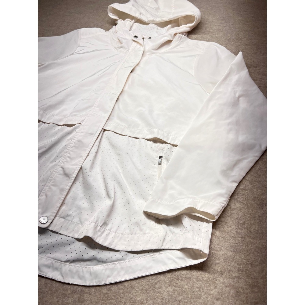 Athleta Windbreaker Jacket Women XL White Good Hooded Perforated Ventilated Back - Picture 8 of 12